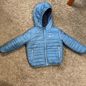 Nike Kids Light Blue Hooded Puffer Jacket